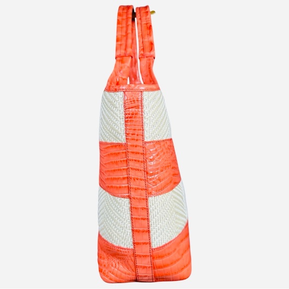 Brahmin EUC Atelier Straw Croc Embossed Leather Tote - Picture 4 of 12